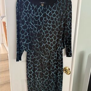 Nine West Long Sleeve Dress with Black and Blue Design